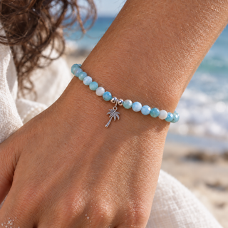 FACETED LARIMAR CHARMS BRACELET