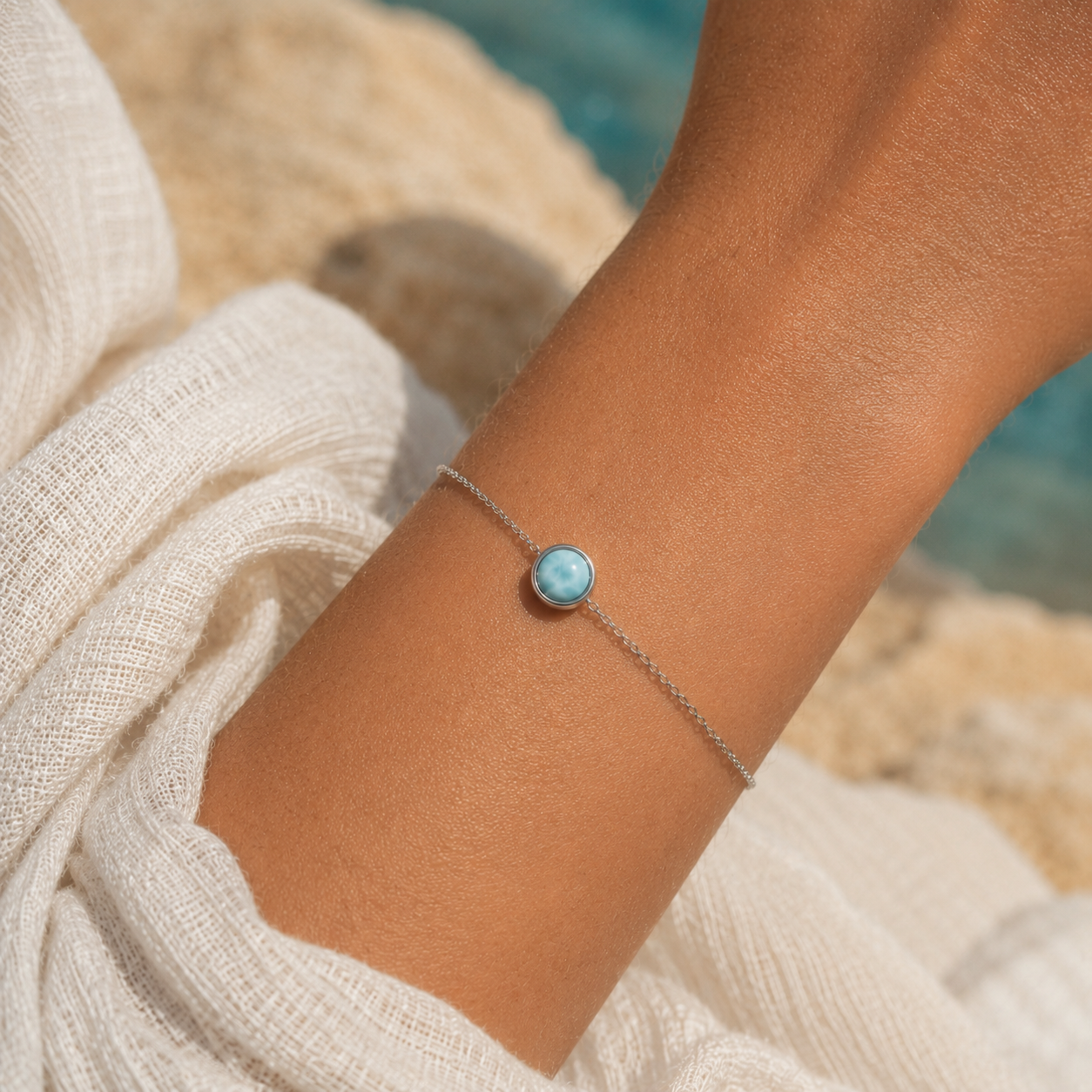 BRACELET CABOCHON LARIMAR