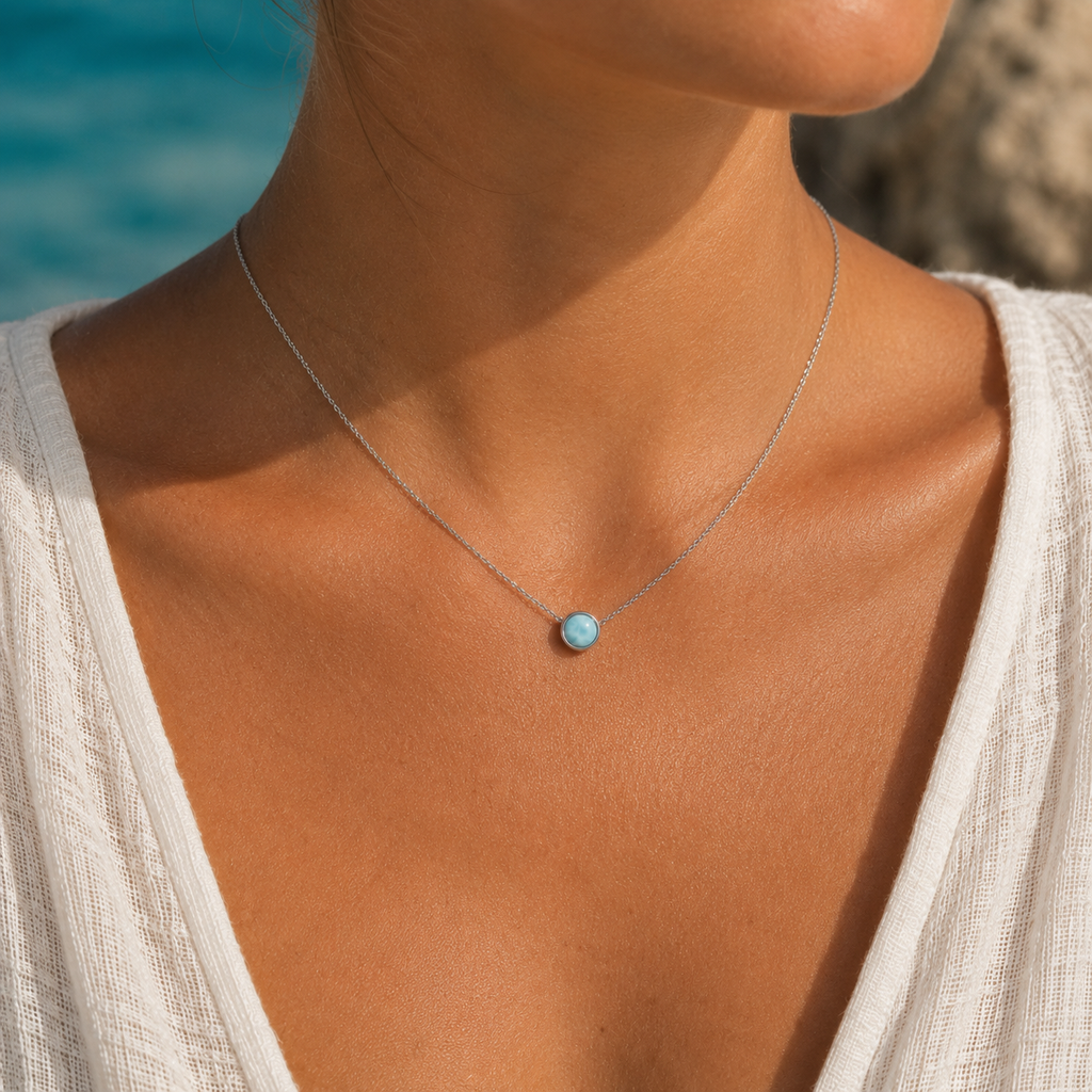 NECKLACE CABOCHON LARIMAR