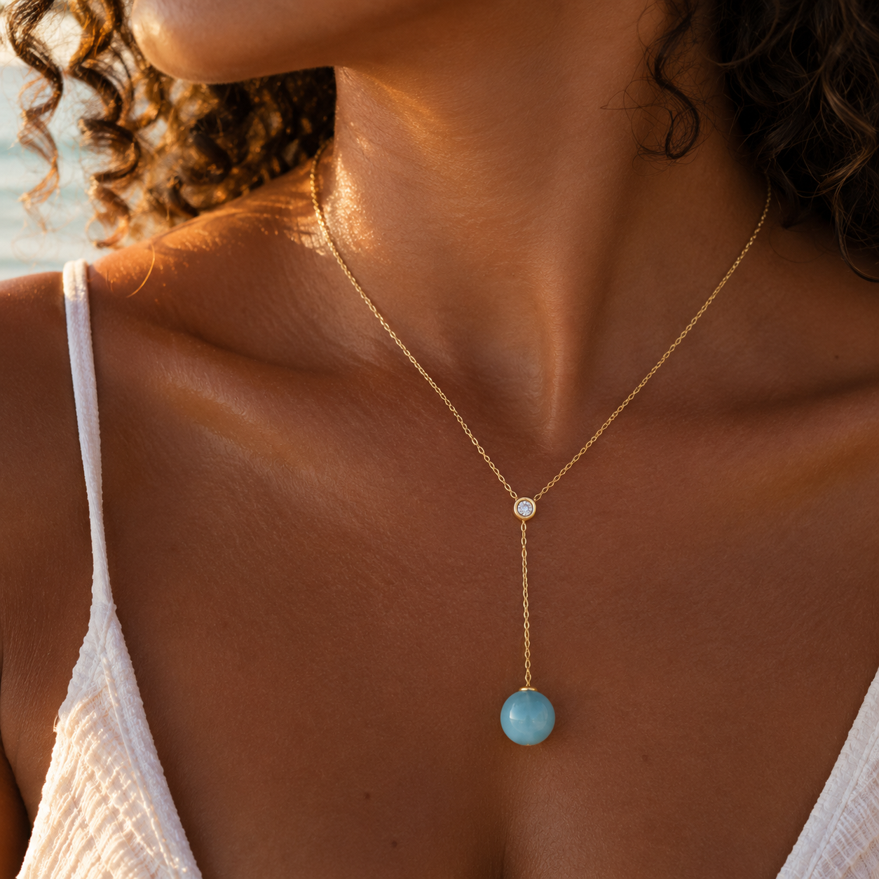 THE LARIMAR DROP 18K GOLD & DIAMOND