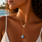 THE HUMMINGBIRD 18K GOLD & DIAMOND AND LARIMAR
