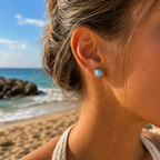 EARRING CABOCHON LARIMAR