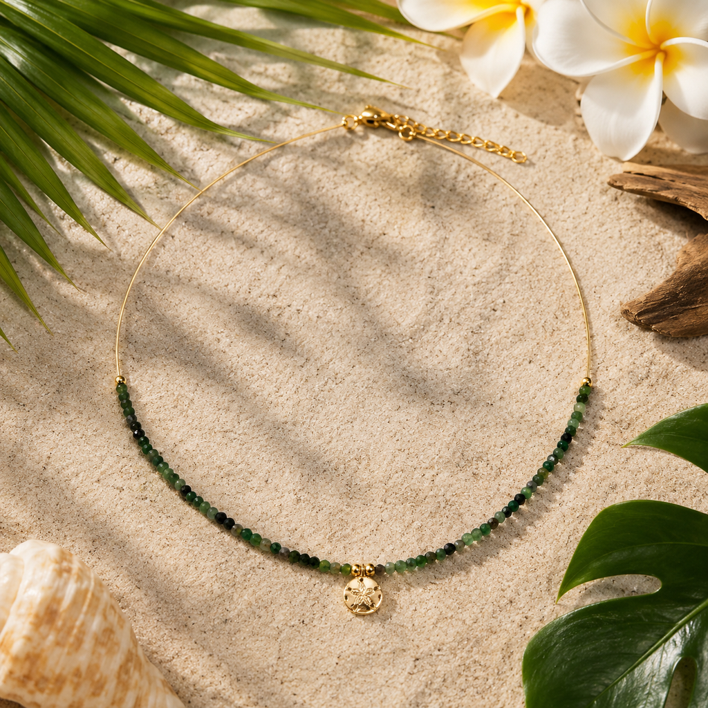 NATURAL STONE SAND DOLLAR NECKLACE