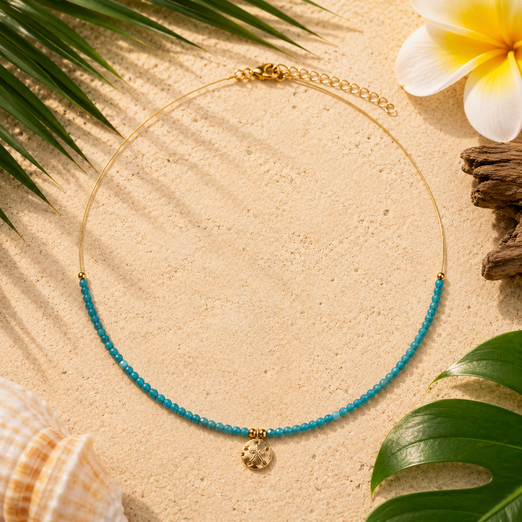NATURAL STONE SAND DOLLAR NECKLACE