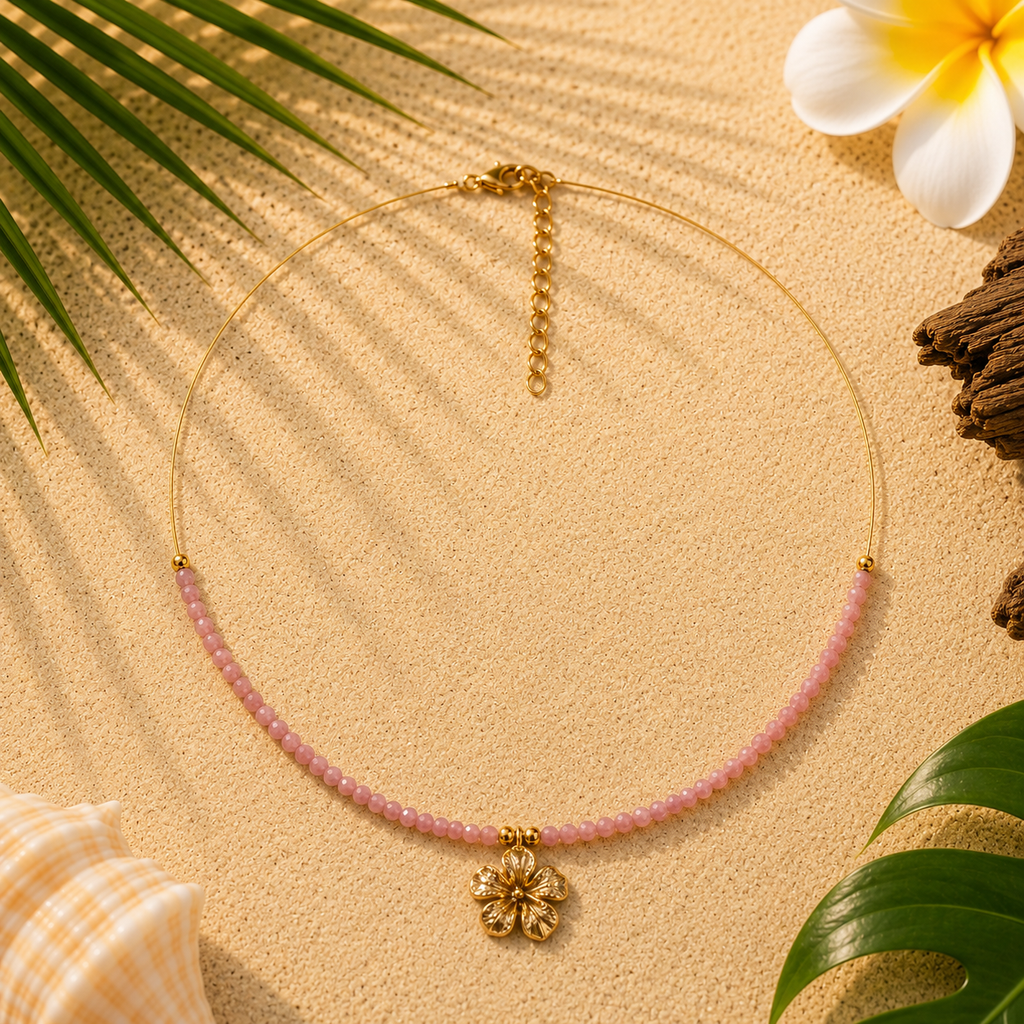 COLLIER HIBISCUS À FACETTES