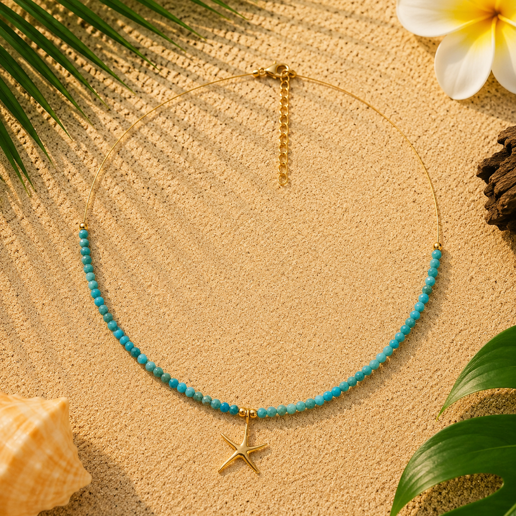 NATURAL STONE STARFISH NECKLACE