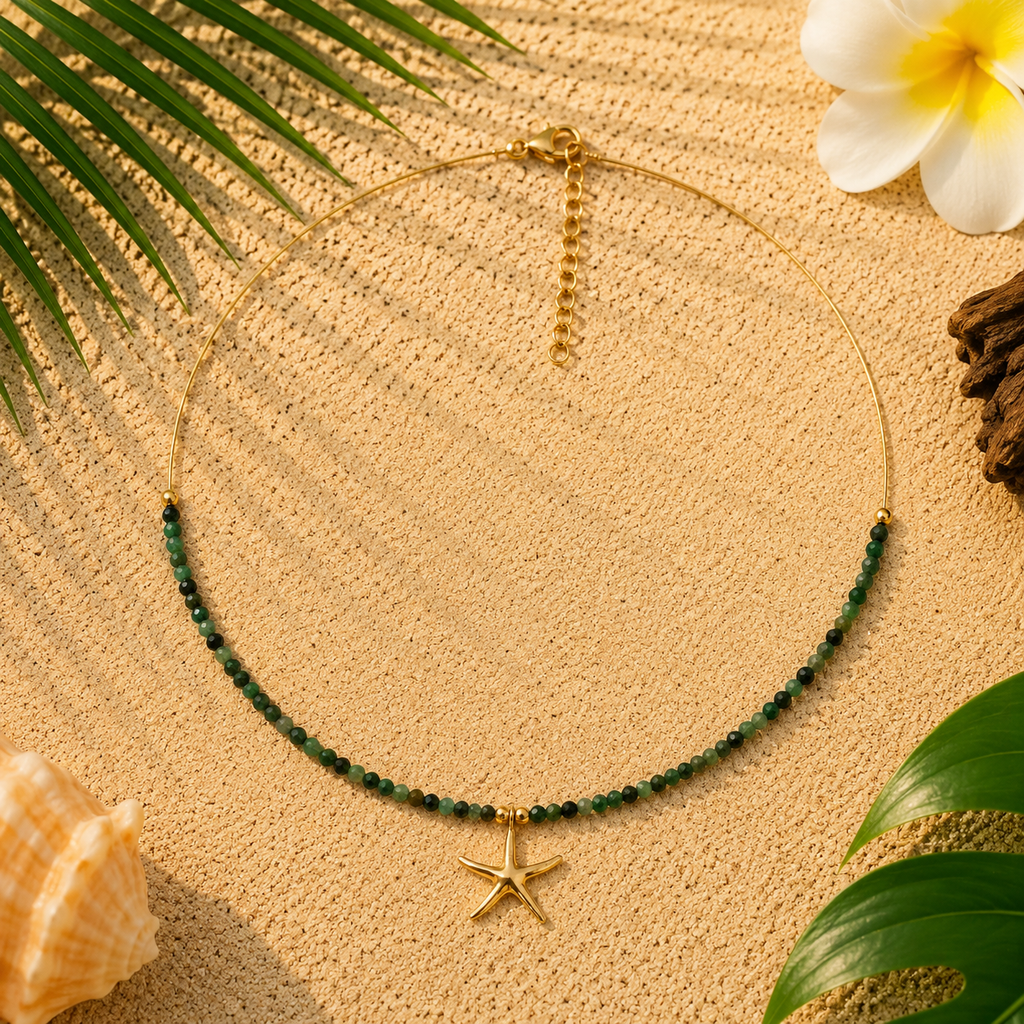 NATURAL STONE STARFISH NECKLACE