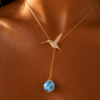THE HUMMINGBIRD 18K GOLD & DIAMOND AND LARIMAR