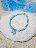 BRACELET FACETED LARIMAR WITH CHARM