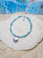 BRACELET FACETED LARIMAR WITH CHARM