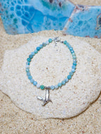 BRACELET FACETED LARIMAR WITH CHARM