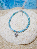 BRACELET FACETED LARIMAR WITH CHARM