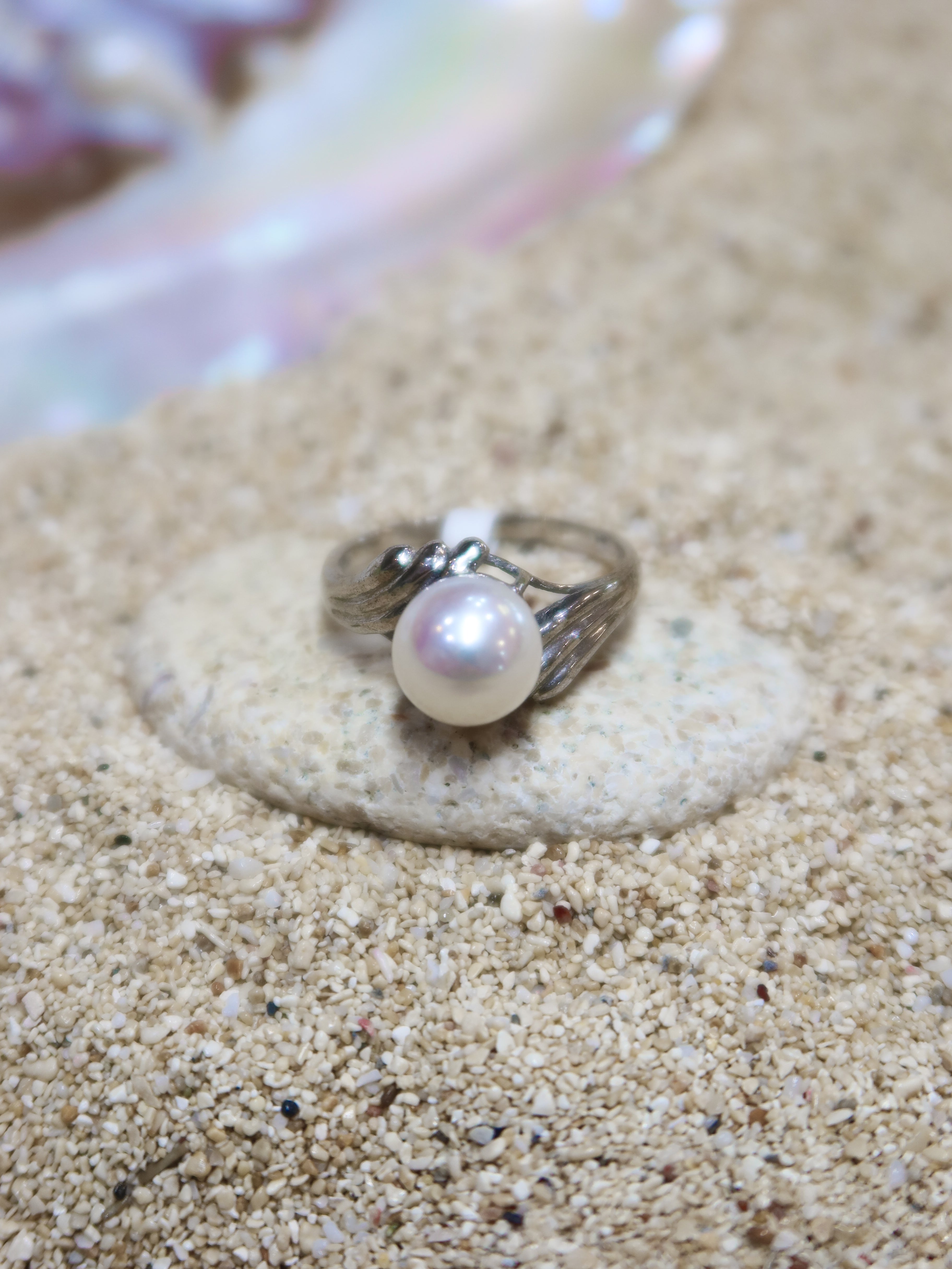 WAVE PEARL RING