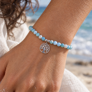 FACETED LARIMAR CHARMS BRACELET