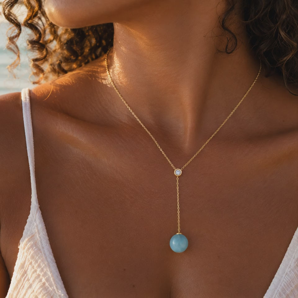 THE LARIMAR DROP 18K GOLD & DIAMOND